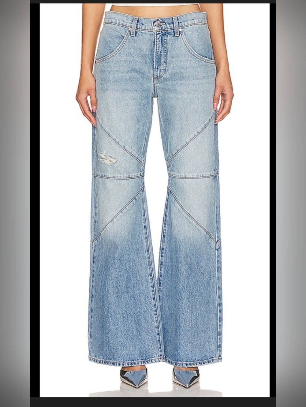 EB Denim Aritzia Bowie Jeans Bootcut/Flare Mid Rise Light Distressing 25 New